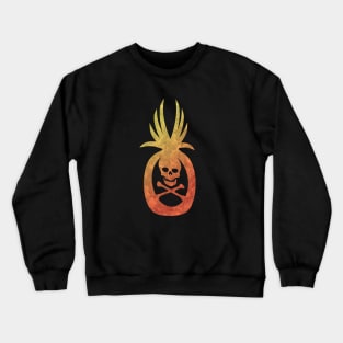 Tropical Pirate Pineapple Halloween Skull and Crossbones Yellow Orange Crewneck Sweatshirt